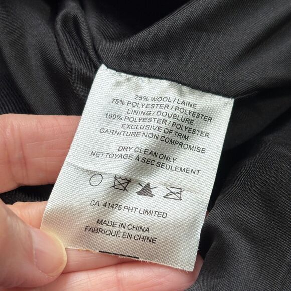 Anthropologie Third Piece Wool Peacoat Jacket Womens 14 Tweed Fur Hood Clasp New - Picture 5 of 8